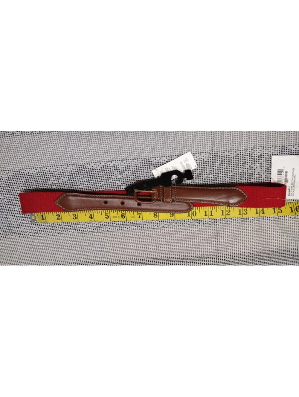Men's Small Red Belt Brown Pleather Red Webbed Canvas AMERICAN APPAREL BACK THAN